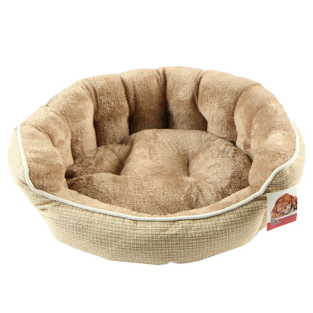 Лежак с бортом 48 × 42 × 17 см, меховой, съемная подушка, бежевый — PetChoice 9255-2003E