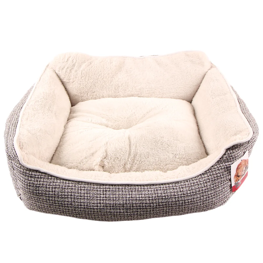 Лежак с бортом 70 × 58 × 22 см, меховой, съемная подушка, серый — PetChoice 9269-2005B