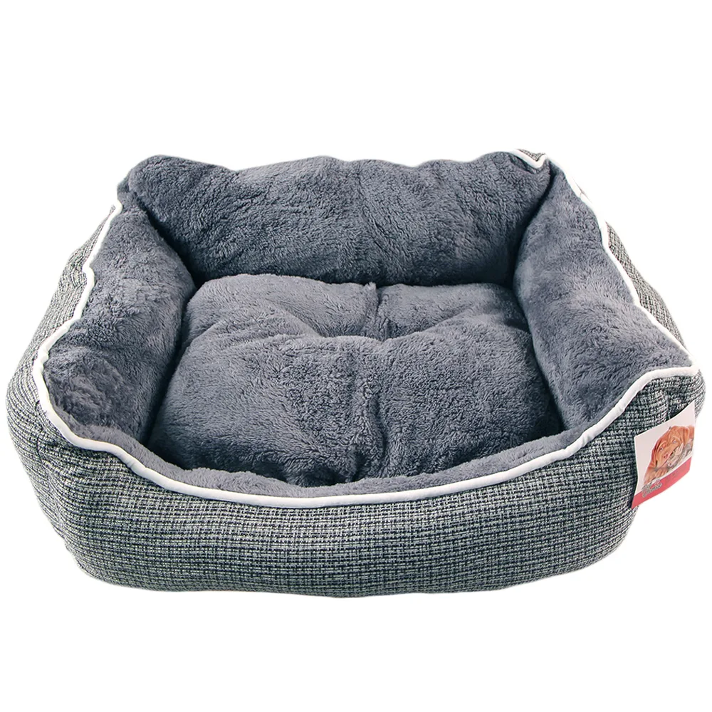 Лежак с бортом 80 × 68 × 23 см, меховой, съемная подушка, темно-серый — PetChoice 9269-2006A
