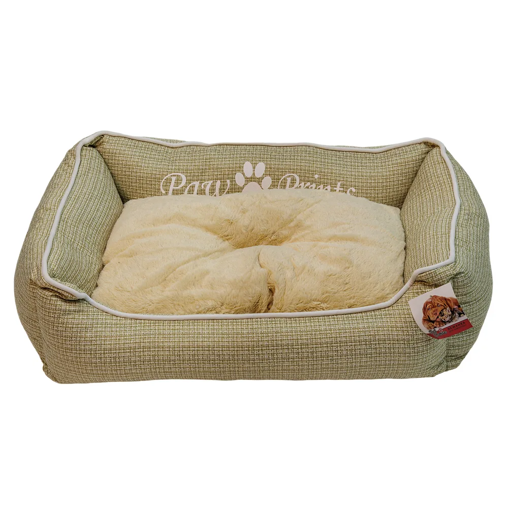 Лежак с бортом 84 × 66 × 19 см, съемная меховая подушка, бежевый — PetChoice 9336-2002A