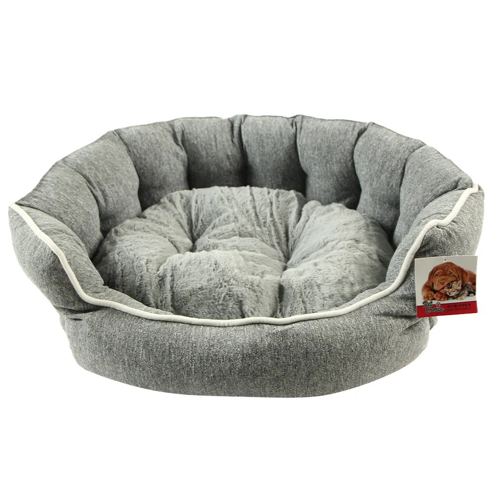 Лежак с бортом 48 × 42 × 17 см, меховой, съемная подушка, темно-серый — PetChoice 9342-2001E