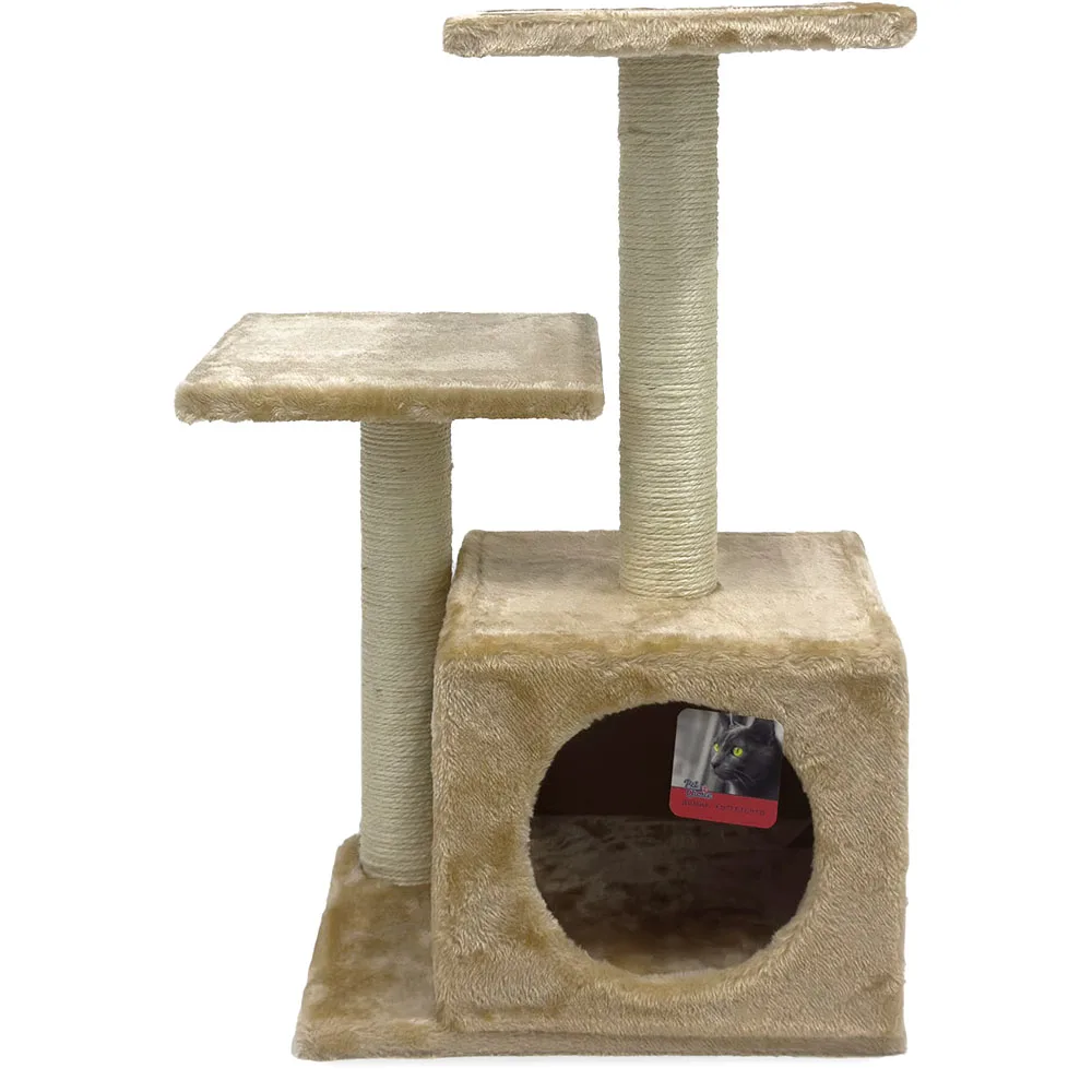 Когтеточка-комплекс с домиком 40 × 30 × 67 см, бежевый — PetChoice SBE1113